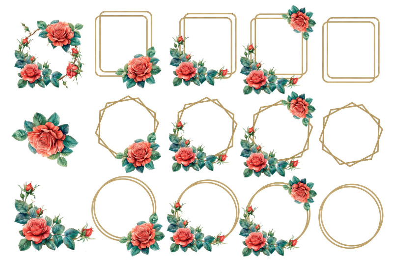 floral-double-gold-flower-png-frame-border-frame-with-roses