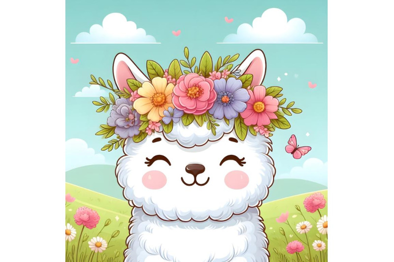 cute-llama-head-with-beautiful-flower-crown