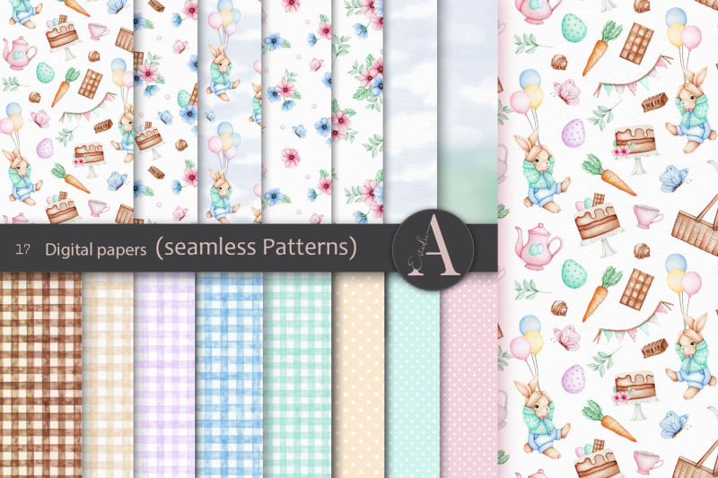 easter-picnic-seamless-patterns