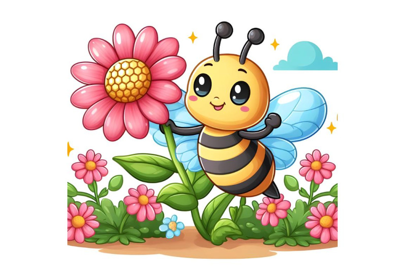 bee-character-on-the-flower