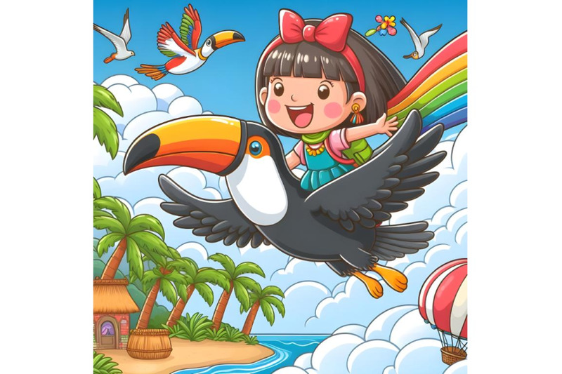 a-cartoon-girl-flying-with-toucan