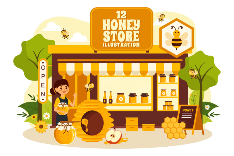 12-honey-store-illustration