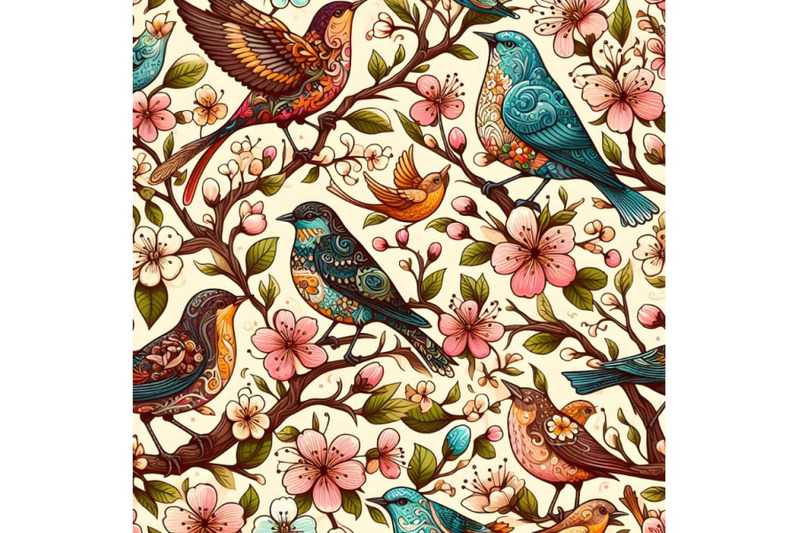 spring-pattern-with-birds