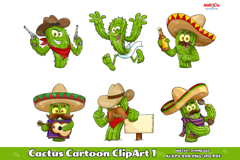 cactus-cartoon-clipart-set-1