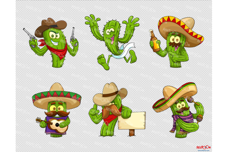 cactus-cartoon-clipart-set-1