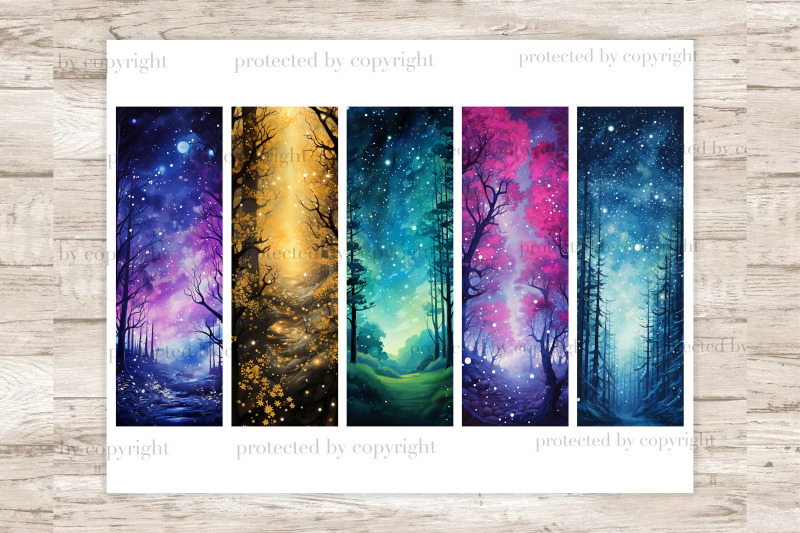 night-forest-bookmarks-digital-bookmarks