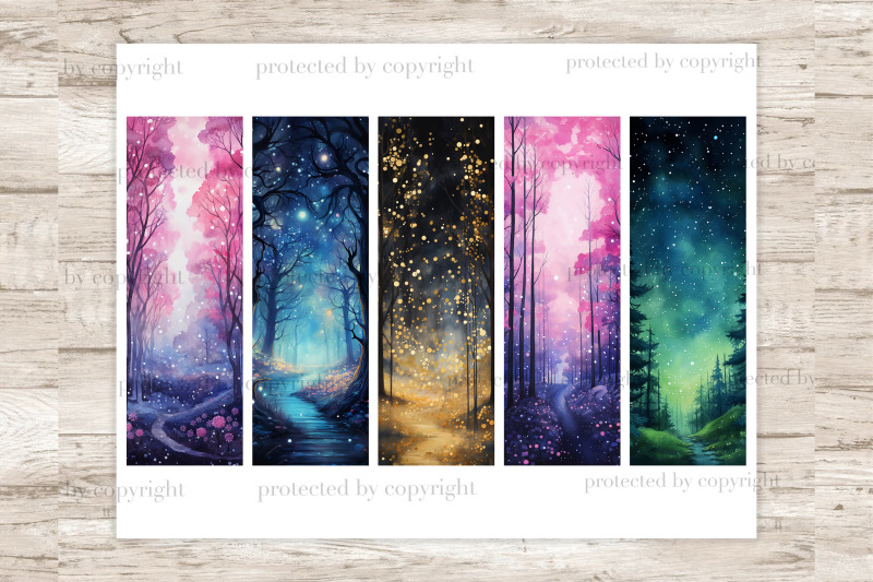 night-forest-bookmarks-digital-bookmarks