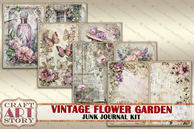 vintage-flower-garden-junk-journal-kit-scrapbook