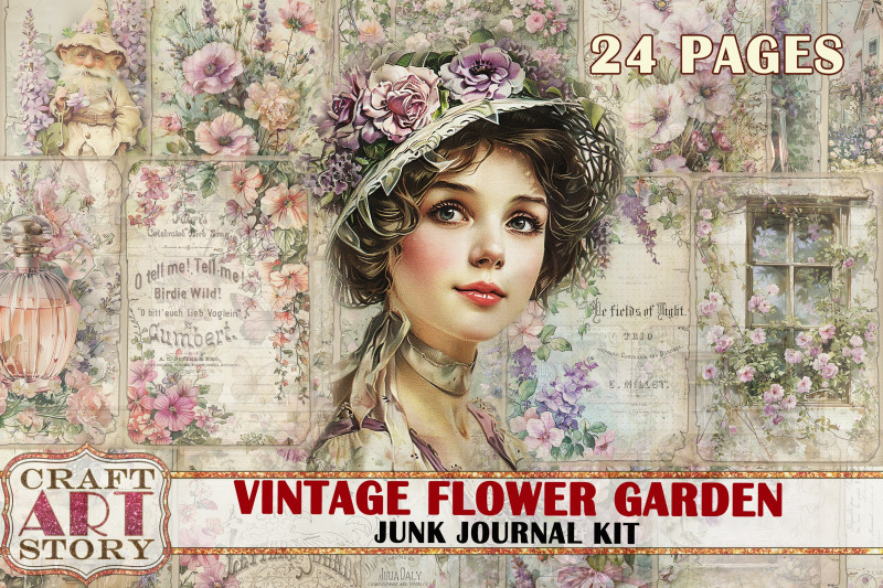 vintage-flower-garden-junk-journal-kit-scrapbook