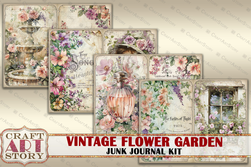 vintage-flower-garden-junk-journal-kit-scrapbook