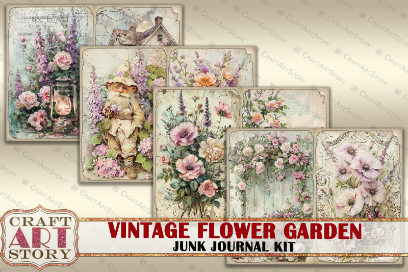 vintage-flower-garden-junk-journal-kit-scrapbook