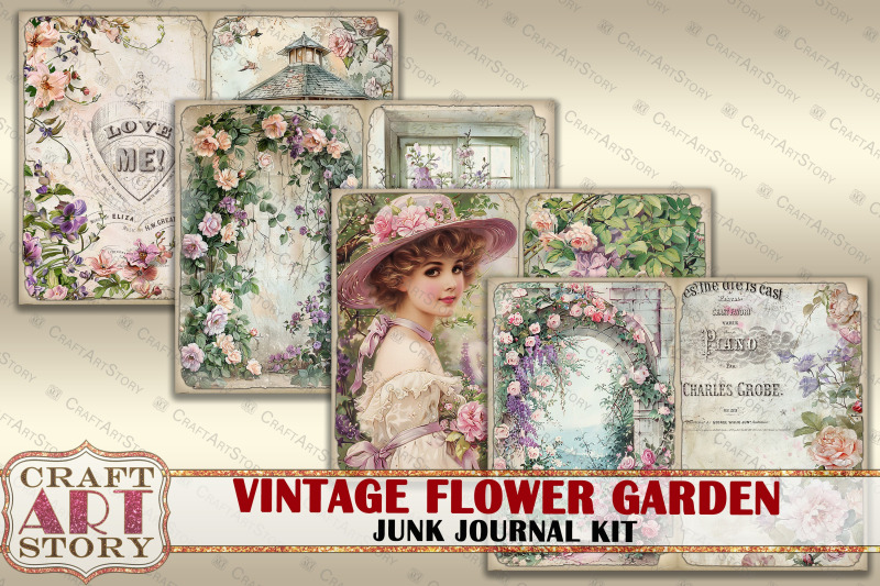 vintage-flower-garden-junk-journal-kit-scrapbook