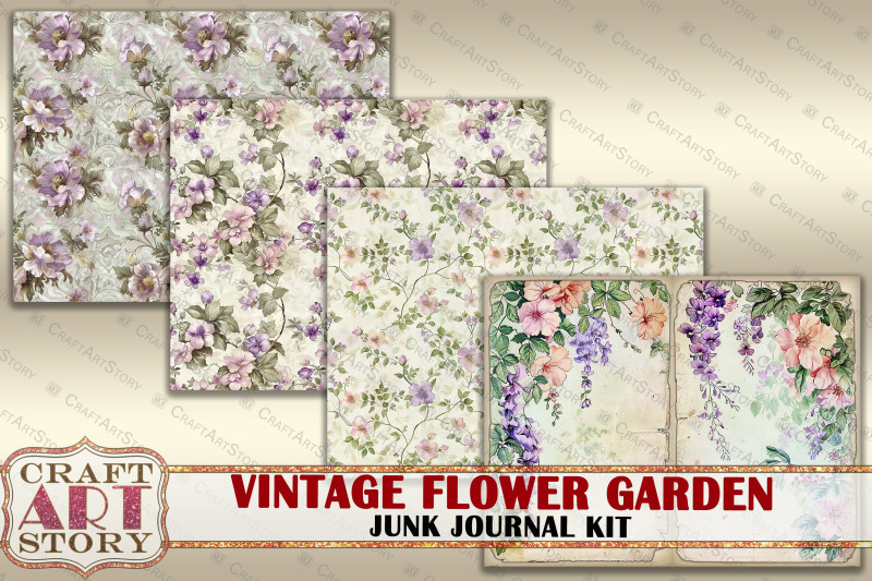 vintage-flower-garden-junk-journal-kit-scrapbook