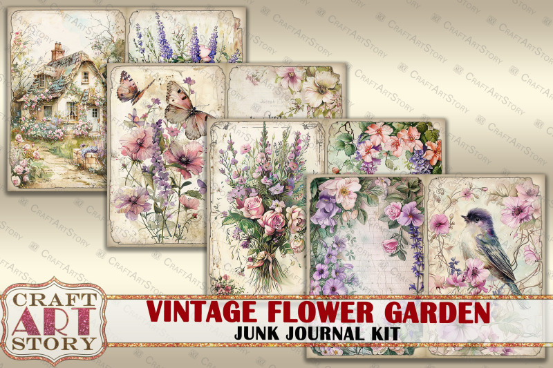 vintage-flower-garden-junk-journal-kit-scrapbook