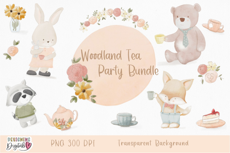 whimsical-woodland-creature-tea-party-clipart-bundle