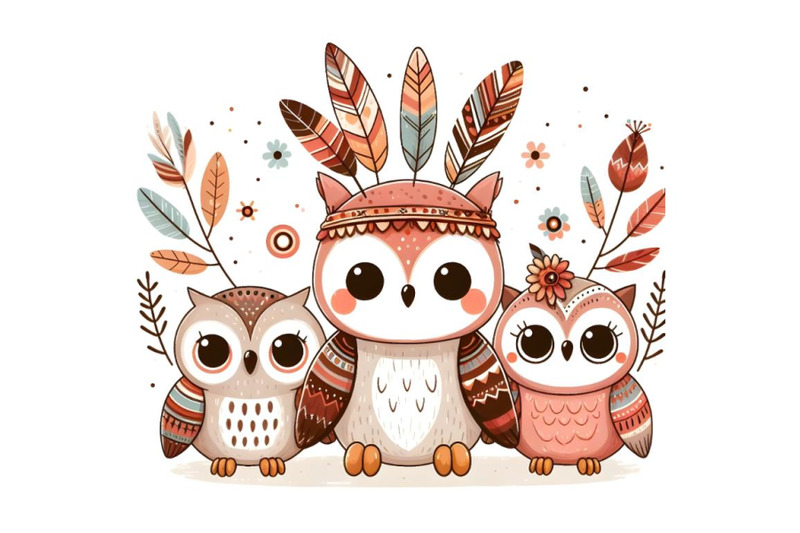 cute-cartoon-five-owls