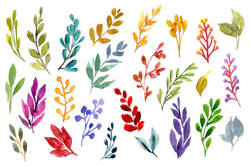 watercolor-bright-vibrant-leaves