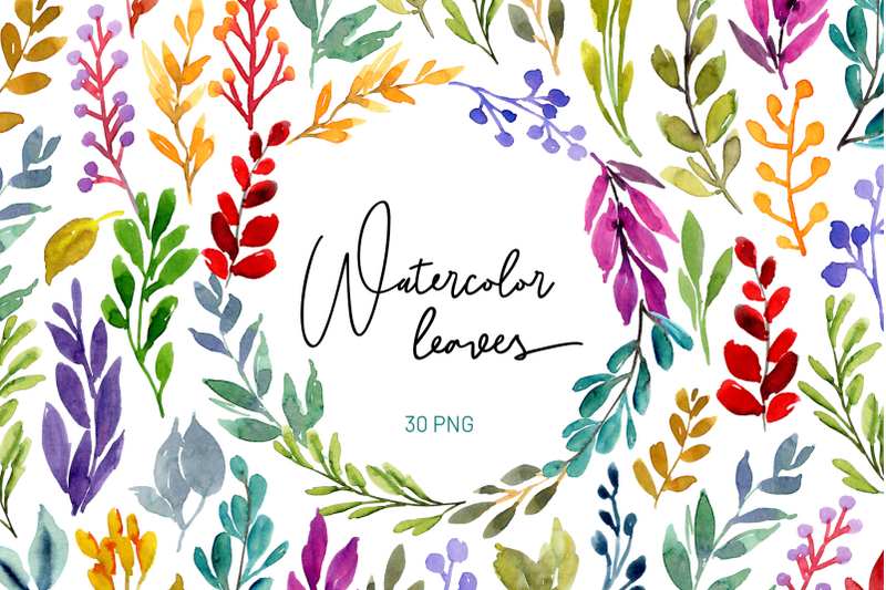watercolor-bright-vibrant-leaves