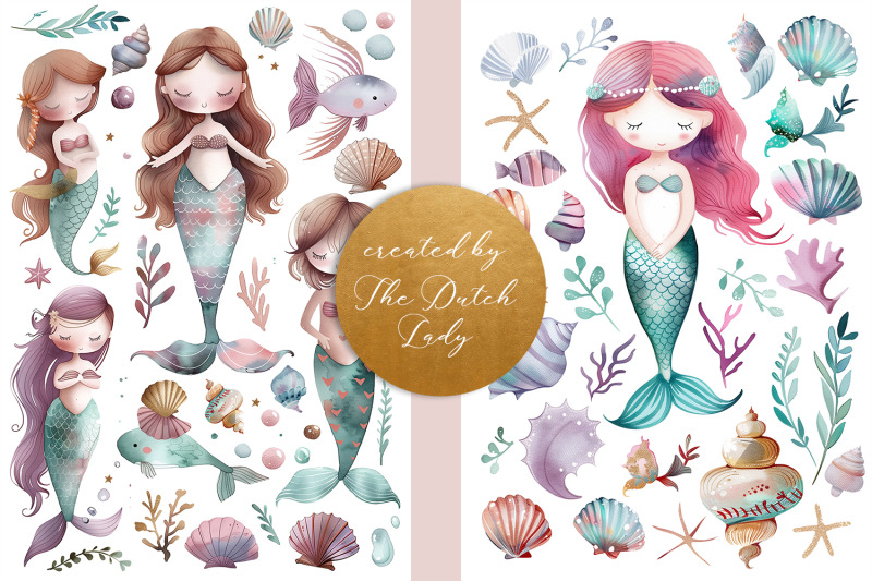 watercolor-mermaids-decoupage-sheets