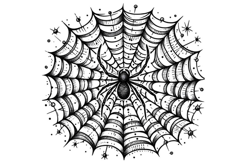 spiderweb-sketch-vector-illustration