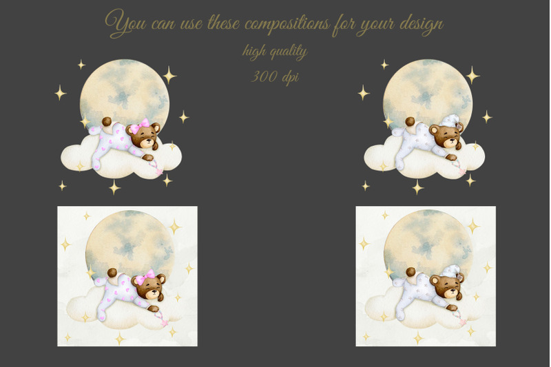 teddy-bear-on-a-cloud-boy-and-girl-watercolor-png-jpg