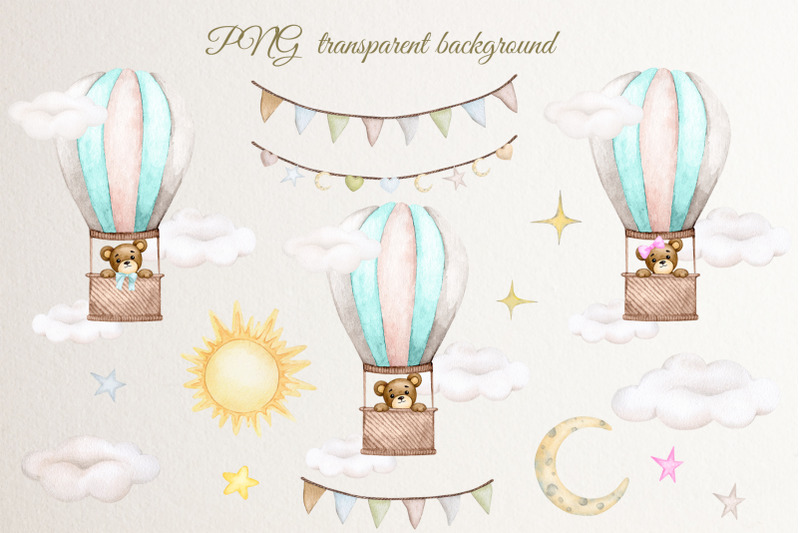 bears-in-a-hot-air-balloon-set-watercolor-png