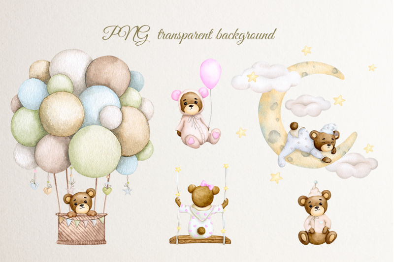 baby-bear-039-s-dreams-set-watercolor-png