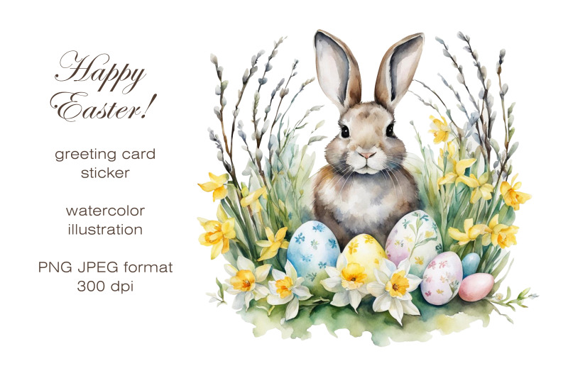easter-bunny-greeting-card-easter-watercolor-clipart-illustration