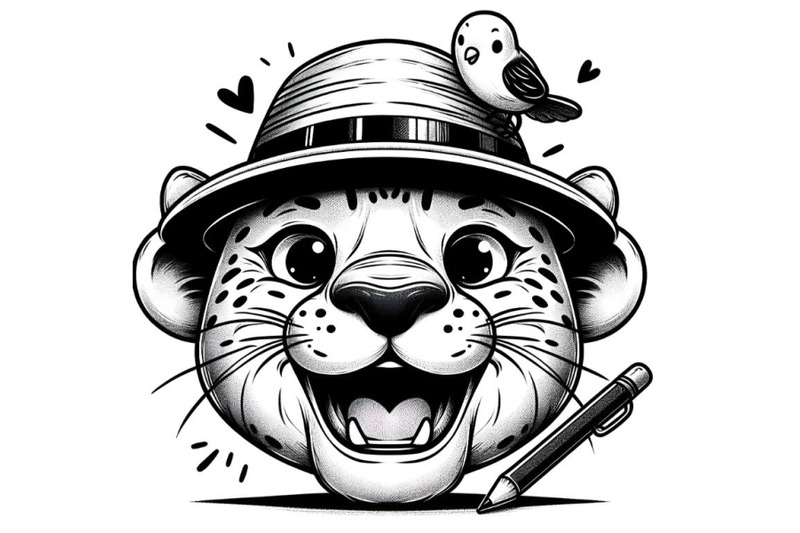 funny-smiling-panther-with-a-cute-bird-in-a-hat