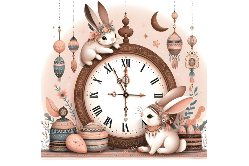 cute-hare-under-the-clock