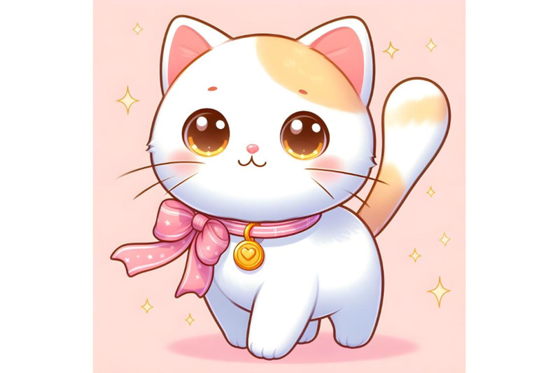 cute-white-cat-wearing-a-with-gold-tag