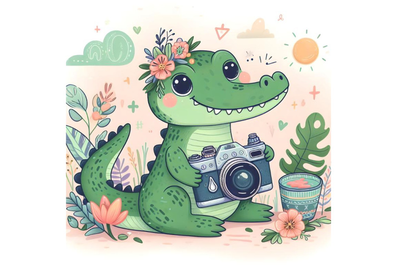 baby-green-crocodile-with-a-camera