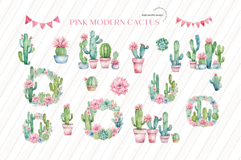 modern-cactus-pink-flowers-clipart-greenery-cactus-floral-clipart