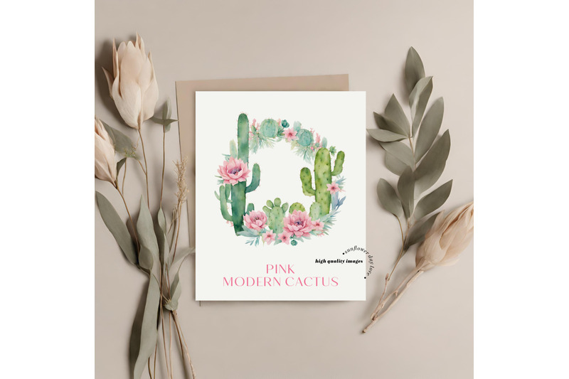 modern-cactus-pink-flowers-clipart-greenery-cactus-floral-clipart