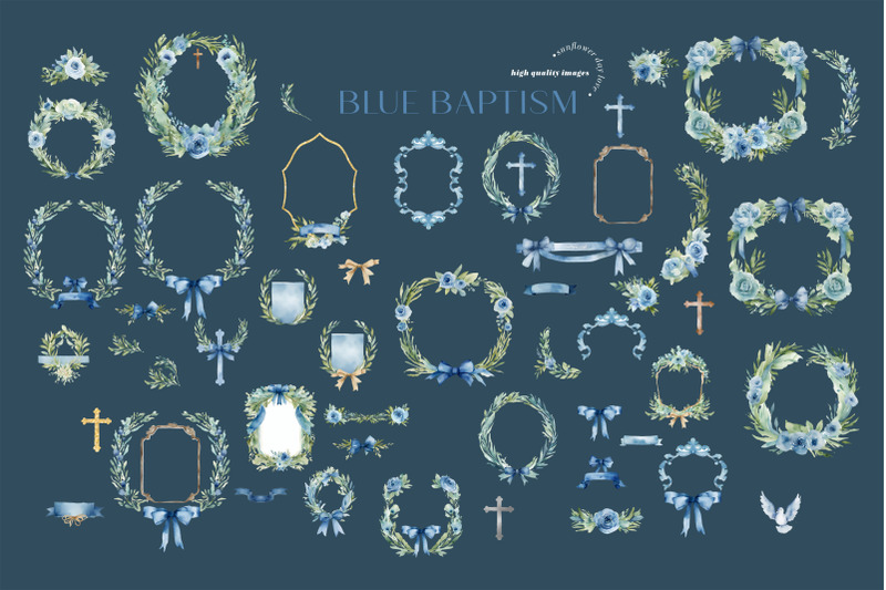 boy-girl-blue-flowers-cross-baptism-clipart-floral-wreath