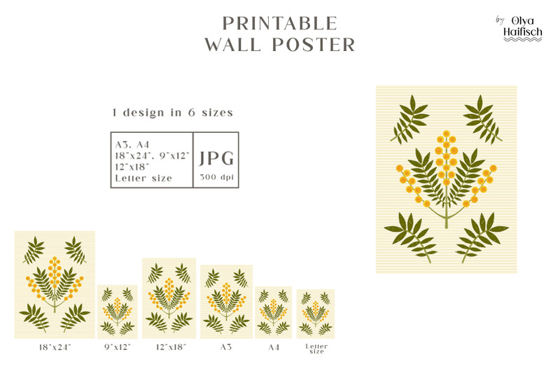 spring-yellow-flower-printable-poster-floral-wall-art-jpg-design