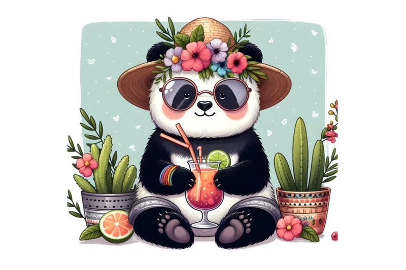 panda-with-cocktail-in-glasses