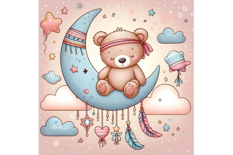 cute-cartoon-teddy-bear-on-the-moon