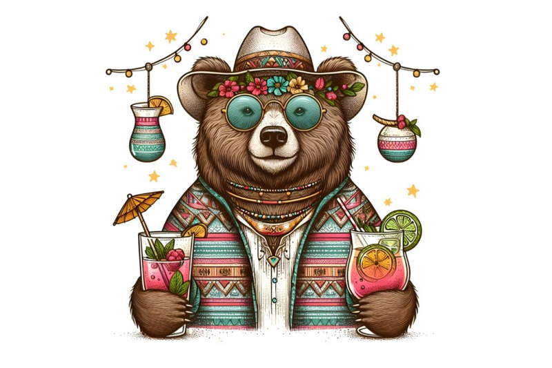 bear-with-cocktail-in-glasses