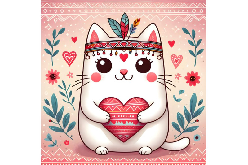 cute-cat-with-red-heart-cat-in-love