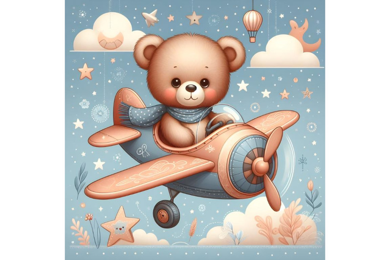 cute-teddy-bear-is-flying-on-a-plane