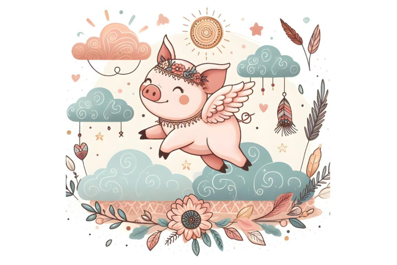 cute-little-pig-flying-in-the-clouds