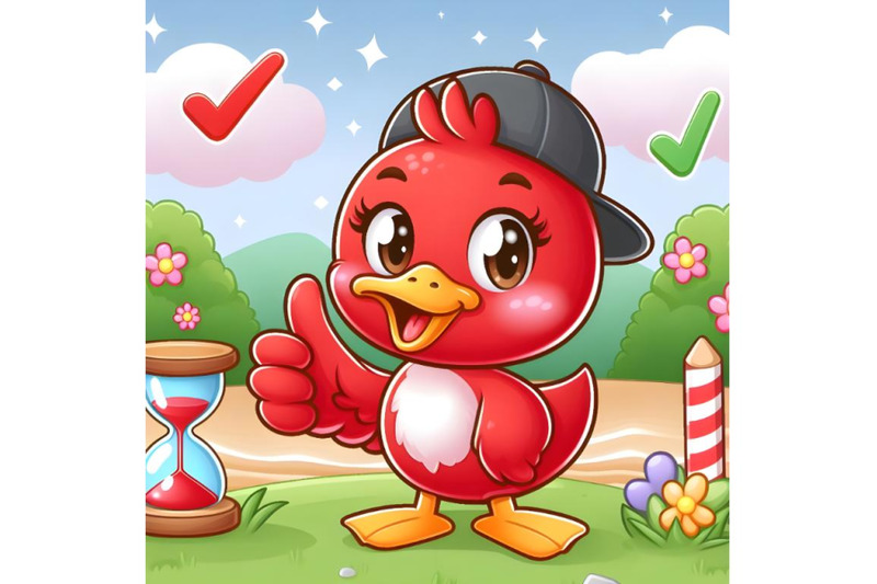 cute-baby-red-duck-cartoon-thumb-up