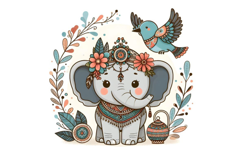 cute-cartoon-elephant-with-bird