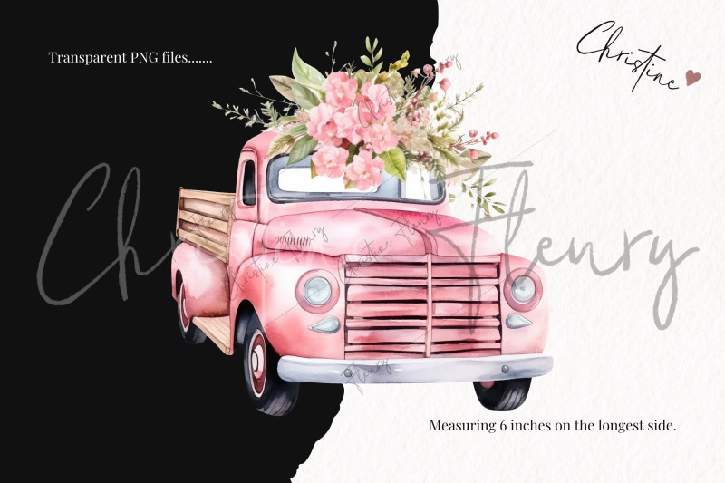 pink-floral-vintage-truck-clipart