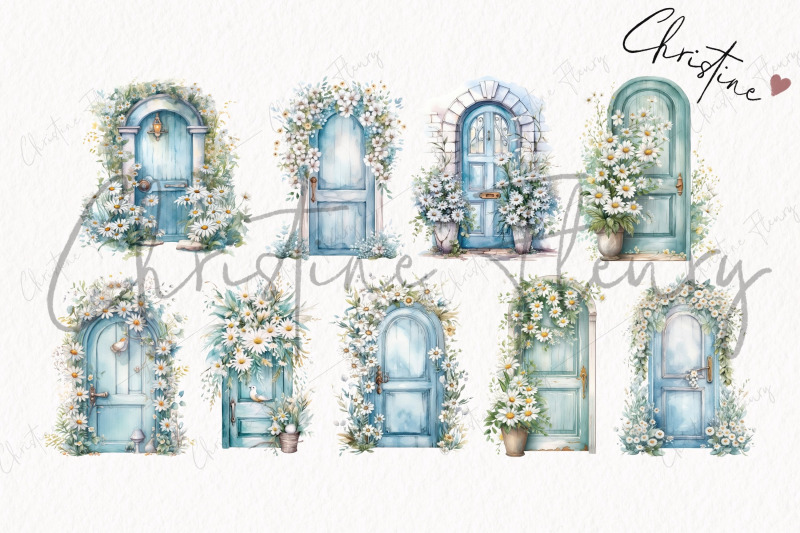 blue-daisy-doors-clipart