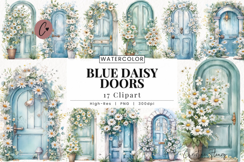 blue-daisy-doors-clipart