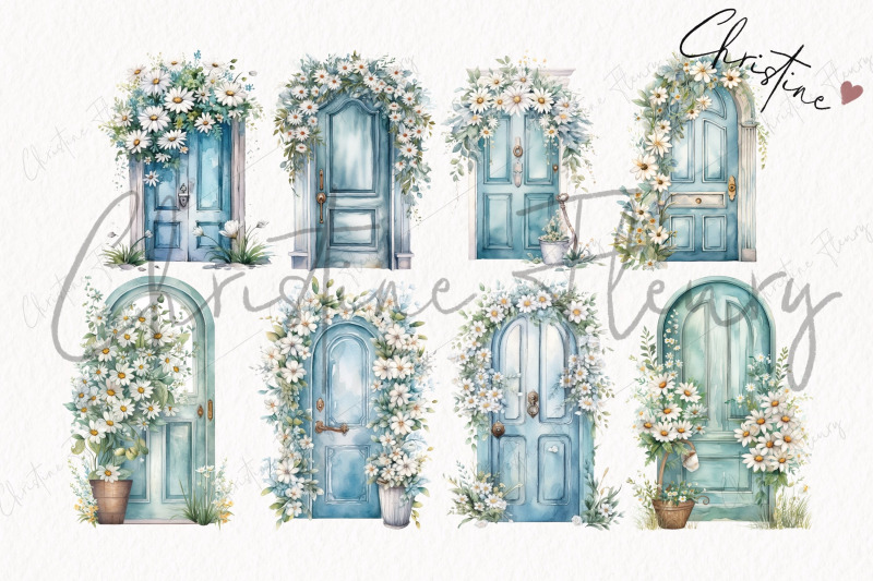 blue-daisy-doors-clipart