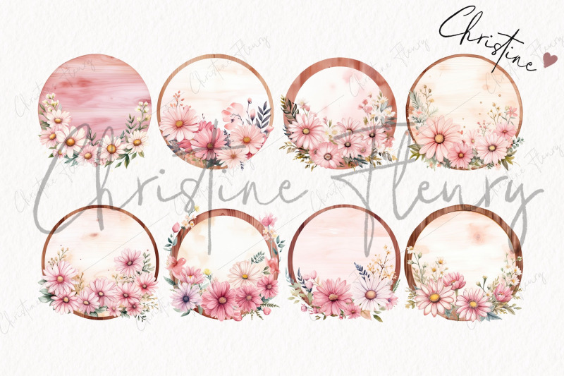 pink-floral-round-signs-clipart