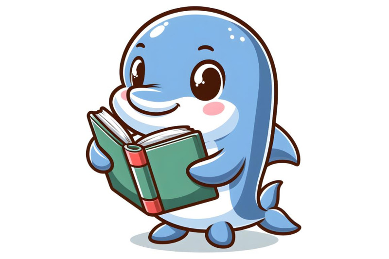 standing-little-dolphin-holding-book